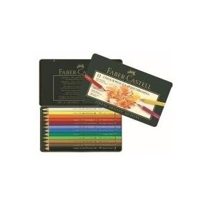 FABER-CASTELL Buntstifte POLYCHROMOS, 12er Metalletui für Künstler, rund, wisch- und wasserfeste Ölkreidemine (110012)