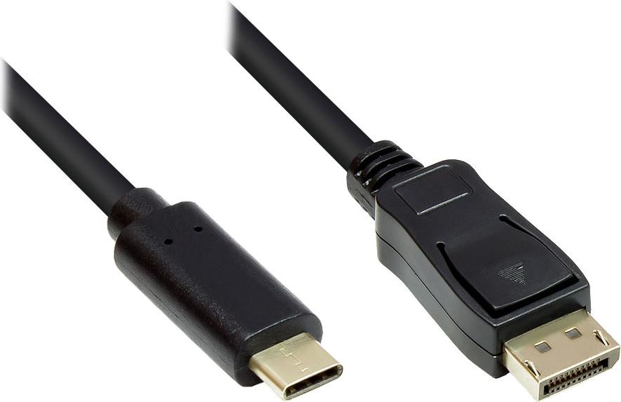 Adapterkabel USB-C Stecker an DisplayPort 1.2 Stecker, 4K2K / UHD 60Hz, CU, schwarz, 5m, Good Connections® (GC-M0108)