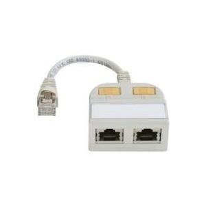 Telegärtner - Ethernet 100Base-TX-Splitter - RJ-45 (M) - RJ-45 (W) - ungeschirmt - CAT 5e - Hellgrau, RAL 7035 (J00029A0010)
