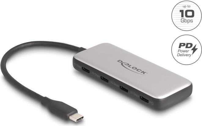 Delock Hub USB Type-C USB da 10 Gbps con 4 prese USB Type-C e PD 85 watt