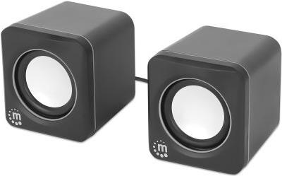 Manhattan 2600 Series Nero, Argento Cablato 6 W (2600 SERIES 2X USB SPEAKERS - USB A/C FOR SOUND/POWER BLACK/SL)