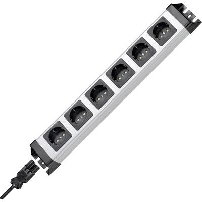 Kopp 2.29420012E8 Steckdosenleiste ohne Schalter 6fach Schwarz, Silber GST18i Anschlussbuchse (2.29420012E8)