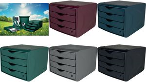 Cassettiera elicoidale "il camaleonte verde" nera 4 cassetti in plastica riciclata (almeno 80% - 1 pezzo (H6429595)