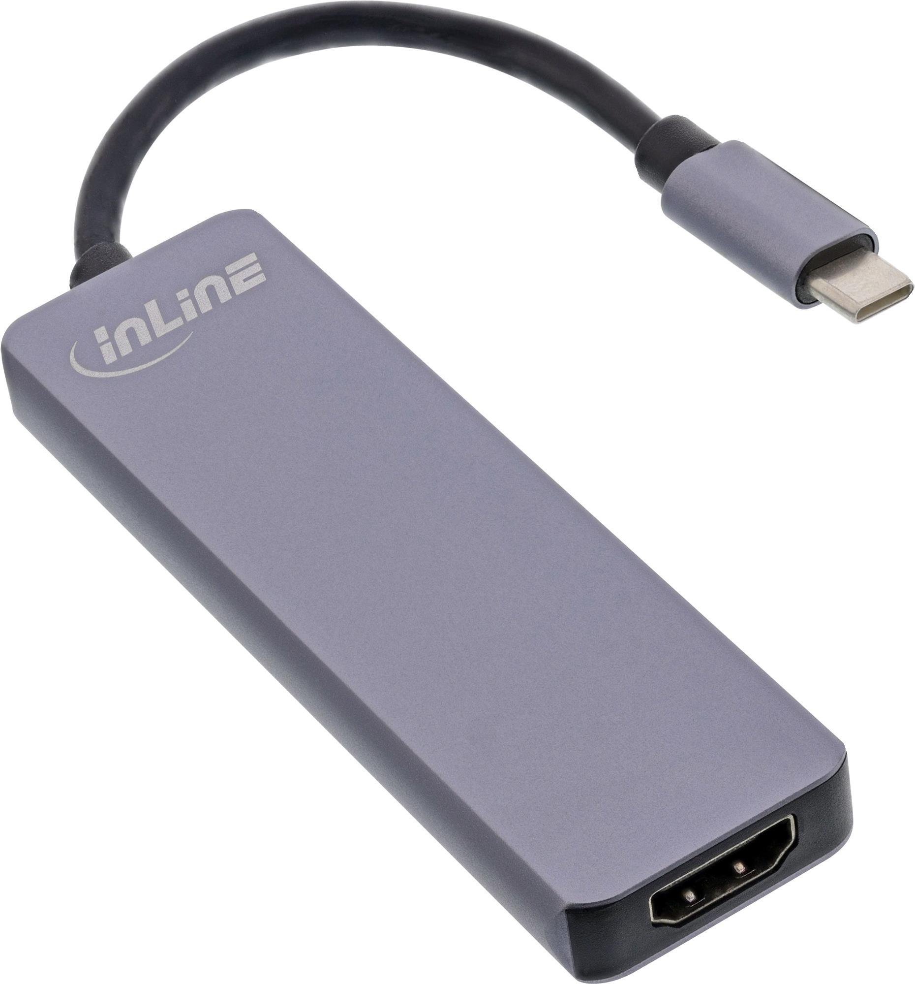 Multi-Hub USB 3.2 Gen.1 - 2x USB-A - HDMI 4K-30Hz - Lettore di schede - Alu - grigio