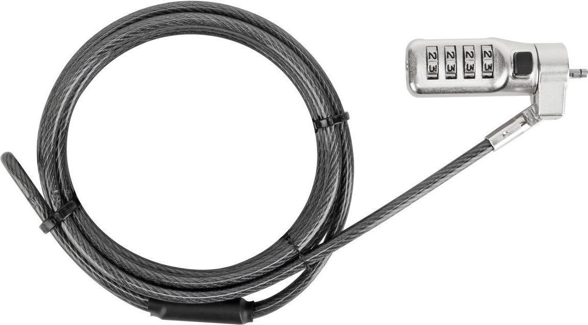 Targus Defcon 3-in-1 Fixed Combination Lock - Sicherheitskabelschloss - Silber - 2 m