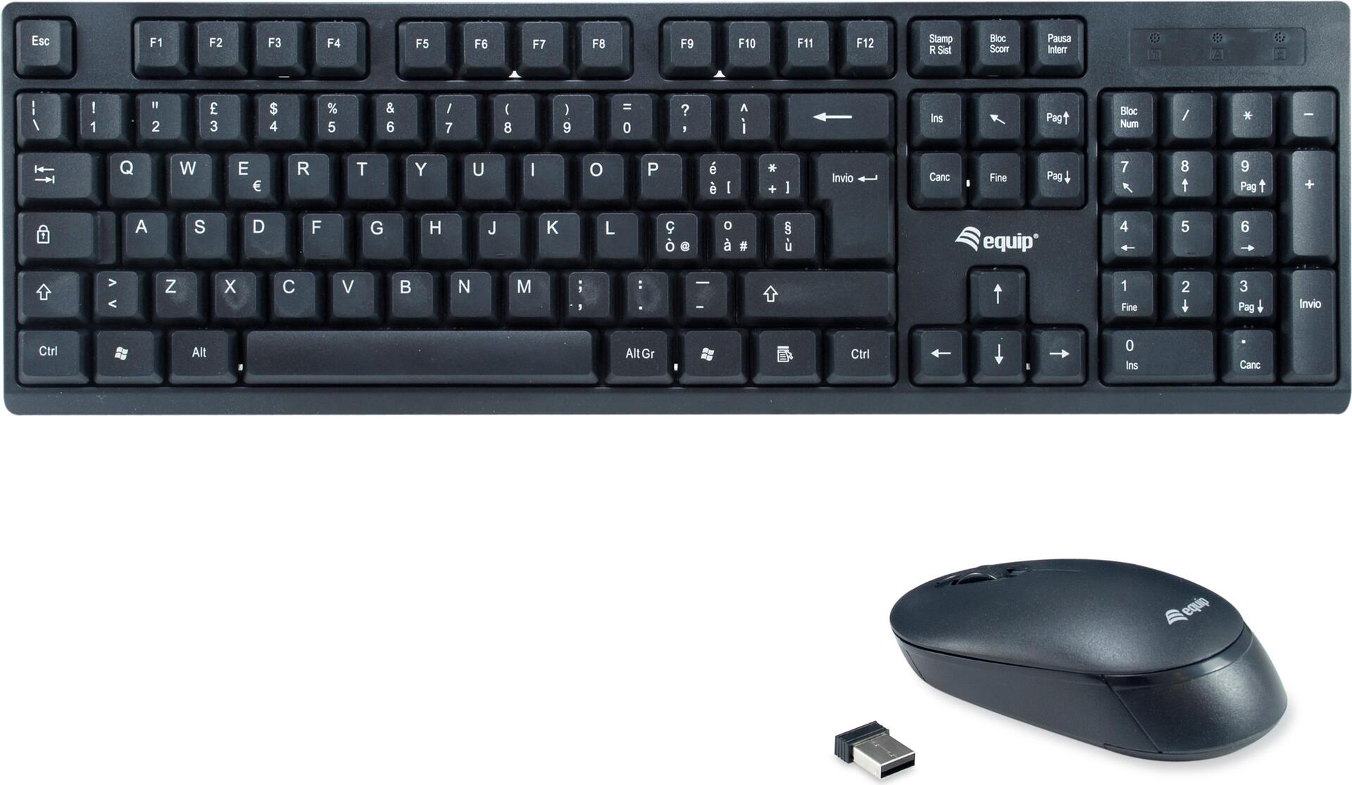 Equip 245223 tastiera Mouse incluso Ufficio RF Wireless QWERTY Italiano Nero