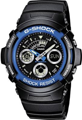 Casio Chronograph Armbanduhr AW-591-2AER (L x B x H) 52 x 46.4 x 14.9 mm Blau, Schwarz Gehäusematerial=Edelstahl, Resin Material (Armband)=Resin (AW-591-2AER)