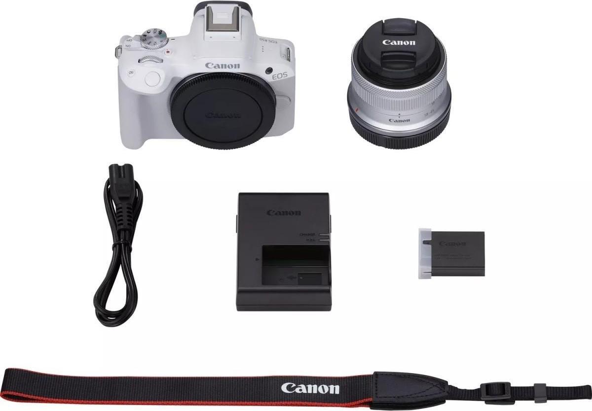 Canon EOS R50 White RF-S 18-45mm F4.5-6.3 IS STM Kit MILC 242 MP CMOS 6000 x 4000 Pixel Bianco