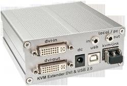 Lindy KVM Extender DVI-D & USB 2.0 500m - Transmitter (Basismodell mit LWL Duplex LC Verbindung) Sendet DVI-D Single Link in voller Auflösung und Qualität sowie USB 2.0 Signale über Distanzen bis 500m - mit Audio-, USB Mass Storage, VGA- und RS232-Option - Neue Version mit zusätz