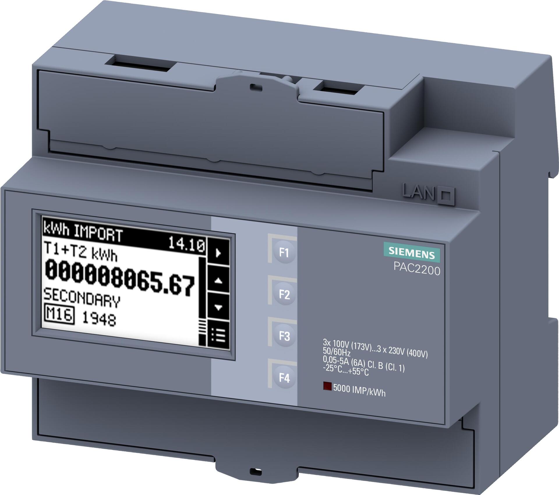 Siemens 7KM2200-2EA30-1HA1 Misuratore digitale su guida DIN Dispositivo di misura SENTRON 7KM PAC2200 (7KM22002EA301HA1)