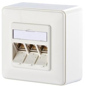METZ CONNECT BTR IT CONNECT E-DAT modul 3x8(8) AP - Wanddose - RJ-45 X 3 - Pure White, RAL 9010 - 3 Ports (1309130002-E)