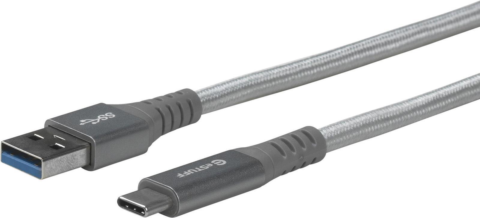 eSTUFF ES605151 cavo USB USB 3.2 Gen 1 3.1 Gen 1 1 m USB C USB A Grigio (USB-C - A Cable 1m Grey - USB-C Male - USB-A Male Allu