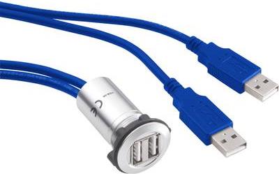 Conrad USB-Einbaubuchse 3.0 Buchse, Einbau USB-13 2 x USB-Buchse Typ A auf 2 x USB-Stecker Typ A mit 60 cm Kabel Inhalt: (92007P13)