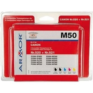 Armor M50 - 5er-Pack - Schwarz, Gelb, Cyan, Magenta - Blister mit RF- / aktustischem Alarmsignal - Tintenpatrone (entspricht: Canon CLI-521M, Canon PGI-520BK, Canon CLI-521Y, Canon CLI-521BK, Canon CLI-521C) - für Canon PIXMA iP4700, MP540, MP550, MP560, MP620, MP630, MP640, MP98