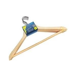 Peggy Perfect Holz-Kleiderbügel mit Steg, natur, 5er Pack farblos lackiert, Haken aus Metall, Breite: 440 mm - 1 Stück (90355)