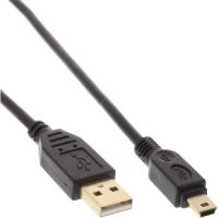 Mini cavo USB 2.0 - USB A ST-Mini ST 5 pin - nero - placcato oro. continua - 1-5m