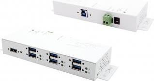 EXSYS 7 Port USB 3.0 Metall HUB mit 1.5A Strom für Smartphone und Tablets mit weissem Gehäuse und Surge Protection (EX-1189HMVS-2W)