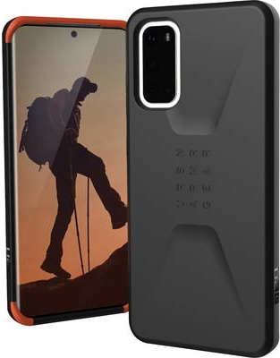 Urban Armor Gear Civilian Series. Etui-Typ: Cover, Markenkompatibilität: Samsung, Kompatibilität: GALAXY S20, Maximaler Bildschirmdurchmesser: 15,8 cm (6.2 ), Oberflächenfärbung: Einfarbig, Produktfarbe: Schwarz (21197D114040)