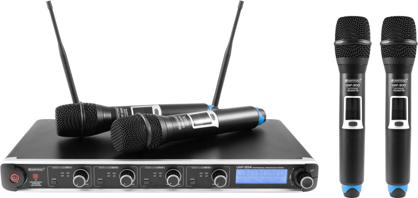 Omnitronic UHF-304 Hand Mikrofon-Set Übertragungsart (Details):Funk Metallgehäuse (13063304)