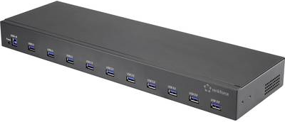 Renkforce RF-19-USB3-10 10 Port USB 3.0-Hub für industrielle Anwendungen, Metallgehäuse Schwarz (RF-3294130)