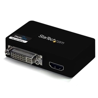 StarTech.com USB3.0 auf HDMI / DVI Video Adapter - Externe Dual Multi Monitor Grafikkarte - 1920x1200 - Externer Videoadapter - DisplayLink DL-3900 - 1GB - SuperSpeed USB3.0 - DVI, HDMI - Schwarz (USB32HDDVII)