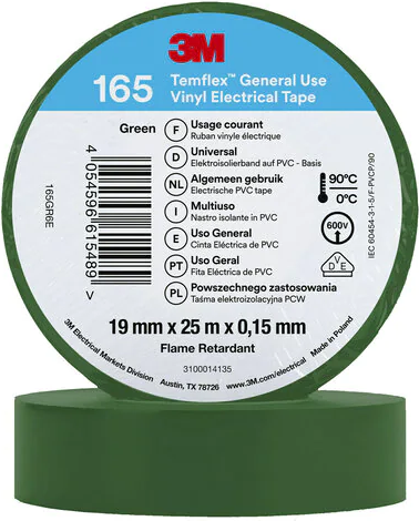 3M Germania PVC Elektro-Isolierband 165GR6E TEMFLEX165 Grue19x25 (7100184813)