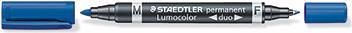 Marcatore doppia punta Staedtler Lumocolor permanent duo 348 0,6-1,5 mm blu - 348-3