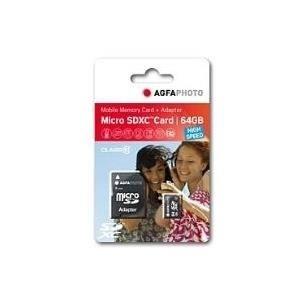 AgfaPhoto - Flash-Speicherkarte (microSDXC-an-SD-Adapter inbegriffen) - 64GB - microSDXC UHS-I (10582)