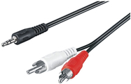 M-Cab 3.5mm - 2x RCA M/M 0.5m cavo audio 0,5 m 2 x RCA Nero (3.5MM 2X RCA ADAP 0.5M BK - CABLE M/M 3PIN TO AUDIO L/R)