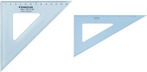 STAEDTLER Zeichendreieck Mars, 45 Grad, Hypothenuse: 200 mm aus Plexiglas, mit Tuschekante, Skalierung ab der - 10 Stück (567 21-45)