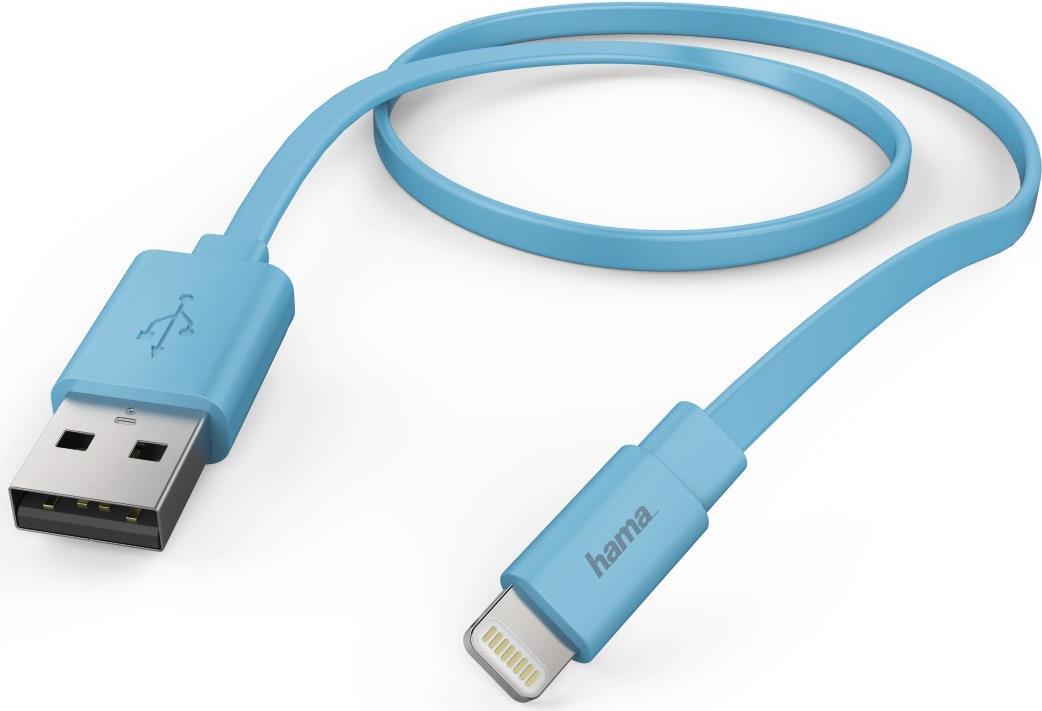 Hama Prime Line Flat - USB Typ A (S) bis Apple Lightning (S) - 1,2m - Blau (00173646)