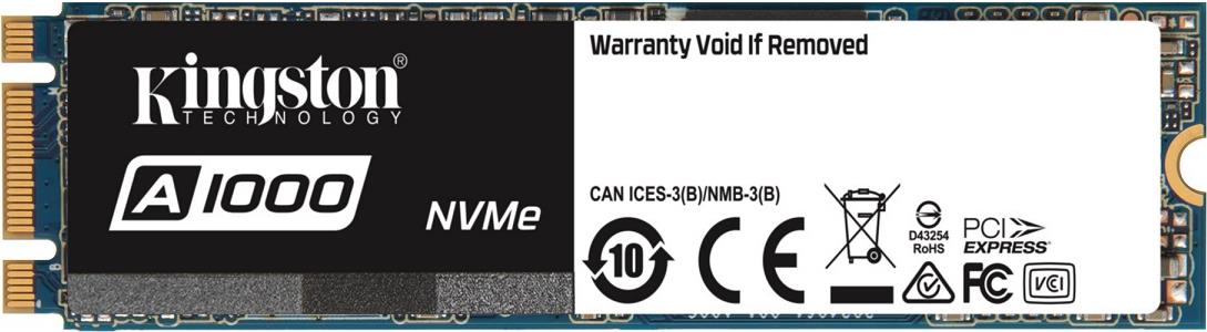 Kingston A1000 - SSD - 240 GB - intern - M.2 2280 - PCI Express 3.0 x2 (NVMe) Kingston A1000 - SSD - 240 GB - intern - M.2 2280 - PCI Express 3.0 x2 (NVMe)