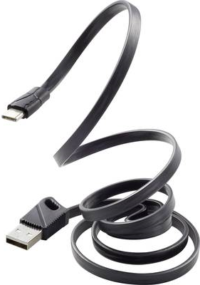 Renkforce USB 2.0 Anschlusskabel [1x USB 2.0 Stecker A - 1x USB-C Stecker] 1 m Schwarz (RF-3376014)