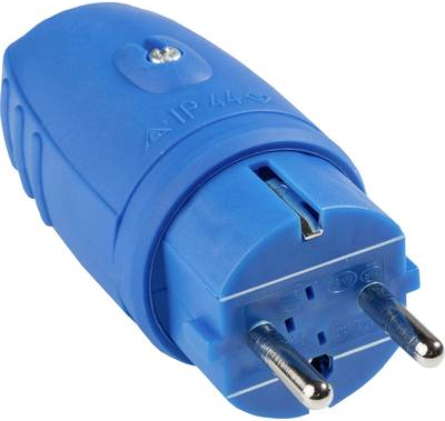 as - Schwabe 62401 spina con contatto di protezione in gomma 230 V blu IP44 (62401)