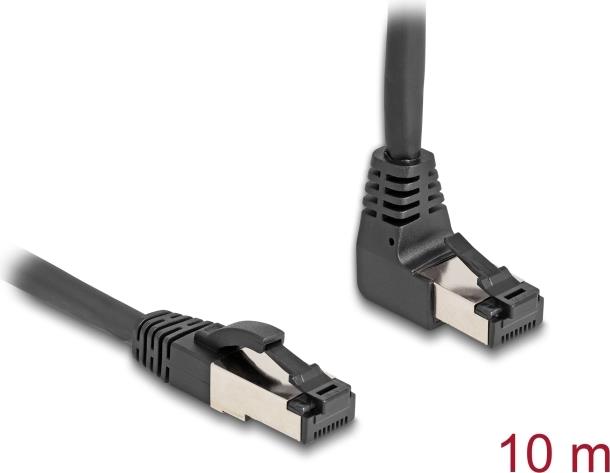 Delock Cavo di rete RJ45 Cat.8.1 S/FTP angolato a 90Ã‚Â° nella parte superiore / dritto 10 m nero