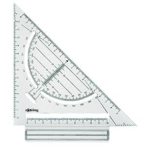 rotring Schnell-Zeichendreieck, Hypotenuse: 150 mm zum direkten Messen und Zeichnen von waagerechten und (S0232240)