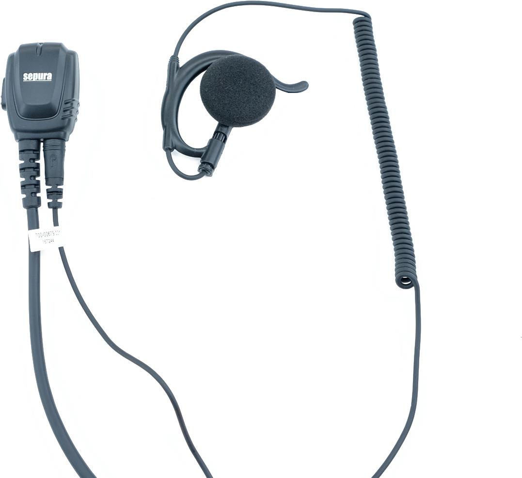 Sepura 2-Leitungs-Garnitur mit Ohrhörer G-Typ & Mikrofon-PTT-Kombi, trennbar, für STP8/9000, SC20, SC21 zum Anschluss an die seitl. Audiobuchse, auch für SBP-Serie, Mikrofon-PTT-Kombination mit Clip, Ohrhörer mit Bajonett-Anschluss (austauschbar) zum Einstecken in die Mikrofon-PT