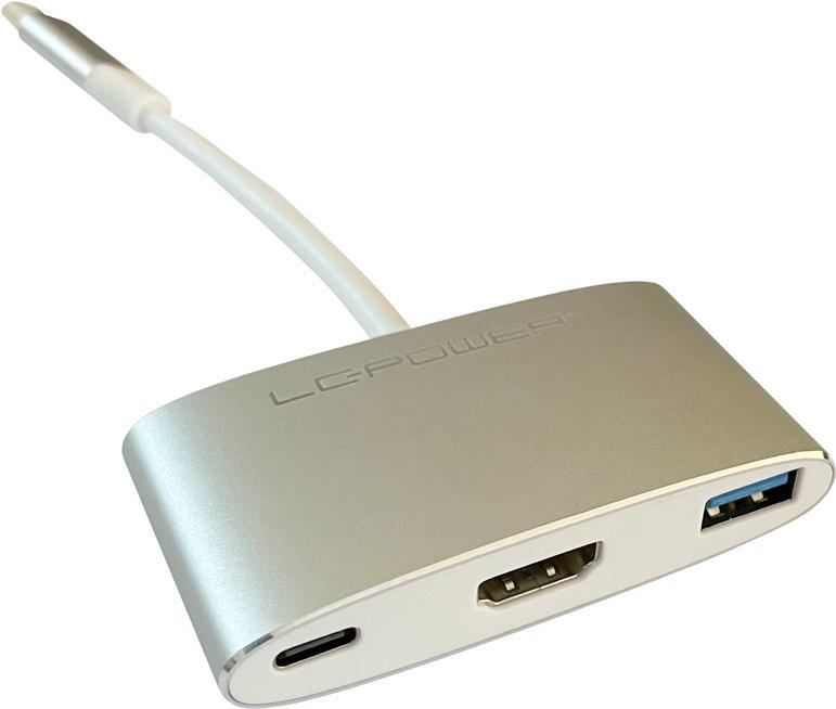 HUB USB 3.0 LC-POWER con HDMI/PD-P. Hub USB di tipo C con porta USB 3.0/HDMI/PD