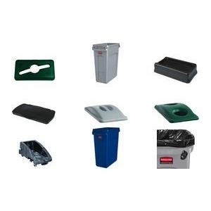 Rubbermaid Abfallbehälter Slim Jim mit Luftungskanälen,blau mit Logo, zur Mülltrennung von Recycling-Abfällen,rechteckig - 1 Stück (1971257)