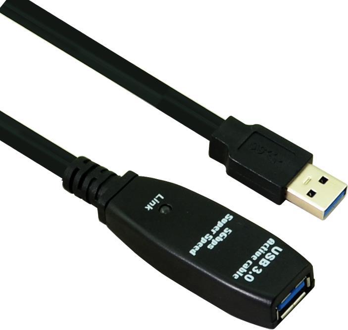 Cavo prolunga Helos attivo, USB 3.1 A maschio/A femmina, 5,0 m, nero