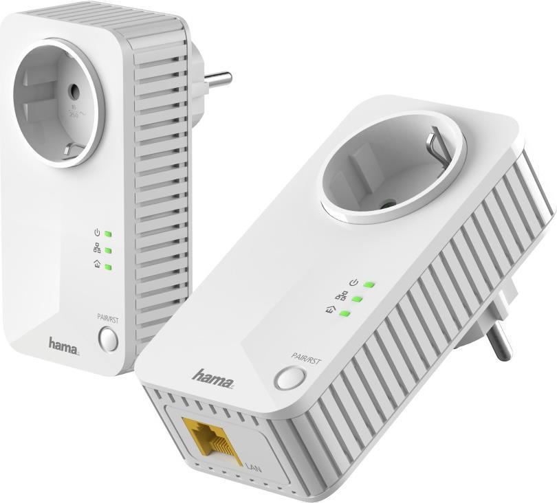 Hama Socket 600 Mbit/s Collegamento ethernet LAN Bianco 2 pz