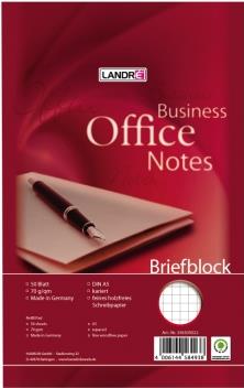 LANDRÉ Briefblock WORK A4, 50 Blatt, kariert, kopfgeleimt Lineatur 22, 70 g-qm, holzfrei - 10 Stück (356405022)