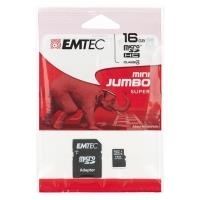 EMTEC Mini Jumbo Super - Flash-Speicherkarte ( microSDHC/SD-Adapter inbegriffen ) - 16 GB - Class 4 - microSDHC