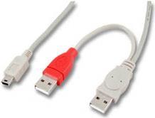 USB2.0 Y-Kabel, Länge 1m, 1x USB B MINI male/2x USB A male (K5303.1)