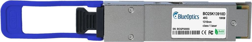 Kompatibler Juniper 740-057315 BlueOptics BO25K13910D QSFP Transceiver, MPO/MTP, 40GBASE-PLR4, Singlemode Fiber, 1310nm, 10KM, 0°C/+70°C (740-057315-BO)