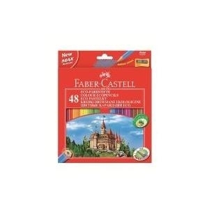 FABER-CASTELL Hexagonal-Buntstifte ECO, 48er Kartonetui sechseckig, farbig lackiert, hohe Farbbrillanz, bruch- (120148)
