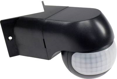 as - Schwabe 43804 Aufbau, Aufputz PIR-Bewegungsmelder 180 ° Schwarz IP44 (43804)