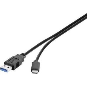 Renkforce USB 3.1 Anschlusskabel [1x USB 3.0 Stecker A - 1x USB-C Stecker] 0.50 m Schwarz UL-zertifiziert, vergoldete Steckkontak (1460359)