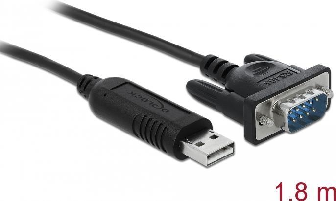 Adattatore Delock USB 2.0 Tipo A a 1 x seriale RS-485 DB9 con protezione ESD da 15 kV