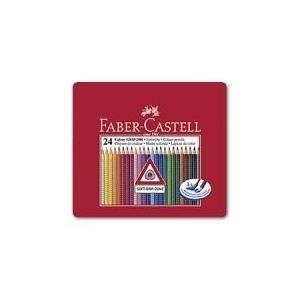FABER-CASTELL Buntstifte COLOUR GRIP 2001, 24er Metalletui dreieckig, farbig lackiert, mit Soft-Grip-Zone, Länge: 175mm (112423)